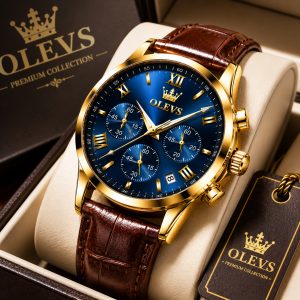 Olevs Classic Waterproof Genuine Leather Belts Quartz Watch -5610Date