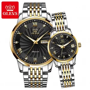 6630 olevs luxury watch Automatic Mechanical Couple Stainless Steel