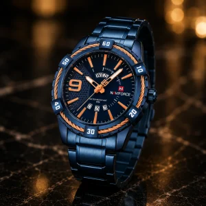 NAVIFORCE Men Watches Waterproof Date Week Quartz- 9117