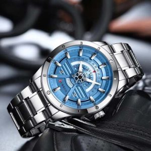 Curren 8381 Silver Blue Stainless Steel Men Watch