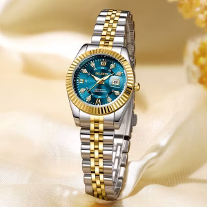 Poedagar 910B Silver Dial Two-tone Ladis watch -Golden blue