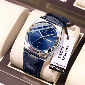 POEDAGAR 810 Men's Luxury Leather Quartz Watch