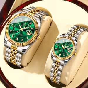 Poedagar 910B Two-tone Couple Watch Golden green