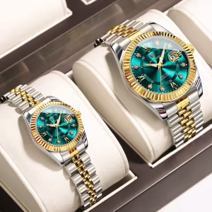 Poedagar 910B Two-tone Couple Watch Golden blue